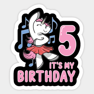 It's my Fifth Birthday Unicorn Ballerina Sticker